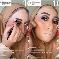 Video makeup tebal tersebut langsung viral dan sudah ditonton lebih dari 6,7 juta Views. Warganet ada yang memuji hasil akhir dan mempertanyakan cara menghapus makeup 10 lapisan tersebut. Foto: Dok. Tangkapan layar akun TikTok @cikpeohh_.