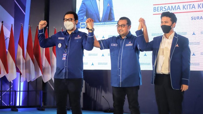 Bayu Airlangga dan Emil Elestianto Dardak di musda VI DPD Partai Demokrat Jatim