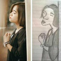 Seharusnya ini pose lagi sedih, tapi kalau gambar sketsanya kayak gini sih bukannya sedih malah jadi pengin ngakak. Benar-benar nggak habis pikir sama yang bikin sketsa gambarnya. Foto: Instagram