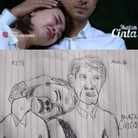 Bukannya jadi terlihat romantis, sketsanya justru jadi tampak mengerikan. Coba saja kamu perhatikan, leher Andin Ikatan Cinta di dalam gambar sketsa malah jadi terlihat seperti patah. Foto: Instagram