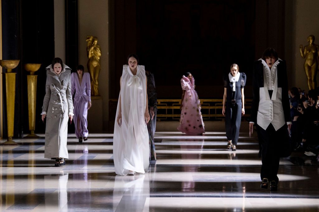PARIS, FRANCE - JANUARY 26: (EDITORIAL USE ONLY - For Non-Editorial use please seek approval from Fashion House) A model walks the runway during the Viktor & Rolf Haute Couture Spring/Summer 2022 show as part of Paris Fashion Week on January 26, 2022 in Paris, France. (Photo by Kristy Sparow/Getty Images)