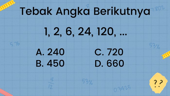 Terlihat mudah, tapi perlu teliti. Coba tebak angka berikutnya.