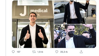 Ada fans Arsenal di pengumuman Vlahovic di Juventus. Foto: Twitter