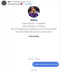 Meme Arsenal gagal datangkan Vlahovic jadi salah satu juru gedor di tim Meriam London.
