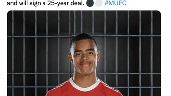 Pura-puranya Fabrizio Romano telah memastikan Greenwod pindah ke Penjara FC. Manchester United dan Penjara FC sudah sepakat transfer permanen senilai USD 65 juta dengan jangka waktu sampai 25 tahun. Foto: Twitter