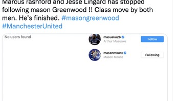 Netizen salut pada Marcus Rashford dan Jesse Lingard yang terpantau sudah unfollow Greenwood. Foto: Twitter