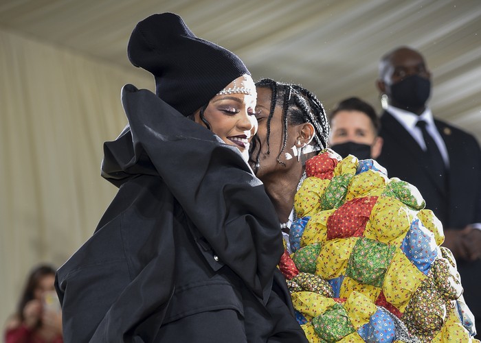 A$AP Rocky, left, and Rihanna attend The Metropolitan Museum of Arts Costume Institute benefit gala celebrating the opening of the 