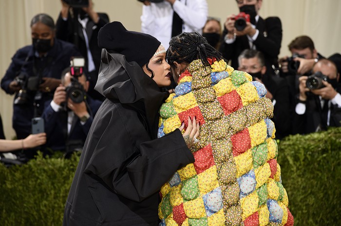 A$AP Rocky, left, and Rihanna attend The Metropolitan Museum of Arts Costume Institute benefit gala celebrating the opening of the 