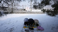 Perayaan Imlek tahun ini yang masih digelar di tengah pandemi COVID-19 tak menyurutkan semangat para pengungsi Korea Utara mengunjungi Paviliun Imjingak untuk merayakan tahun baru Imlek. (AP Photo/ Ahn Young Joon)