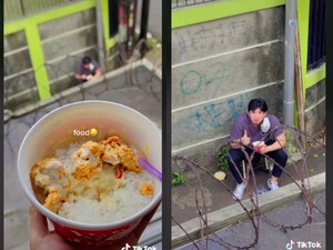 Cara Pria saat Bawakan Makanan untuk Kekasihnya yang Lagi Isolasi Ini Bikin Baper
