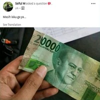 Sekilas tampak hanya seperti uang yang sobek. Tapi kalau kamu perhatikan lagi, tampak ada yang aneh dengan sambungan uangnya bukan? Foto: Instagram