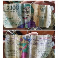 Ulah netizen yang kelewat kreatif nih. Pas dibuka langsung syok melihat gambarnya deh. Lain kali kalau mau menggambar jangan di uang yaa.. Foto: Instagram