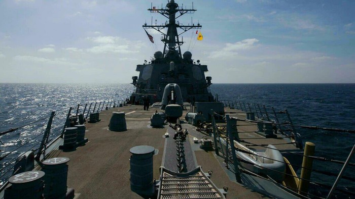 The USS Cole guided missile destroyer will make a port call in Abu Dhabi (Handout Navy Office of Information/AFP/File)