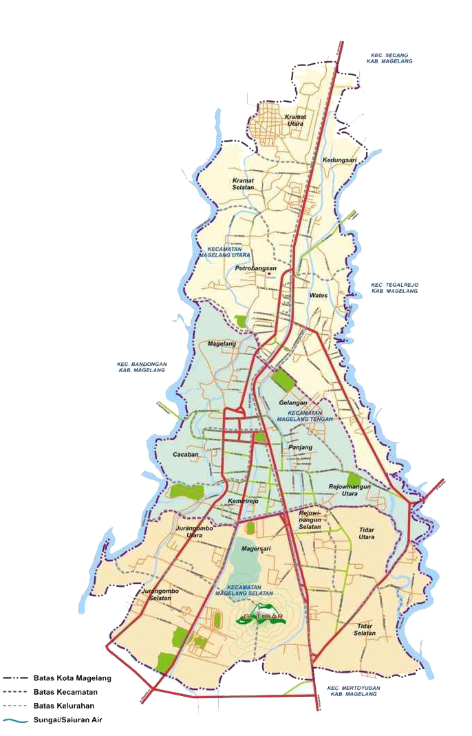 Peta Kota Magelang, Jawa Tengah, Rabu (2/2/2022).