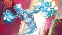 Dalam kostum berwarna perak dengan kekuatan kosmik, Silver Surfer disulap jadi Spider-Man di komik Silver Surfer Rebirth volume #4. (Foto: dok. Marvel Comics)
