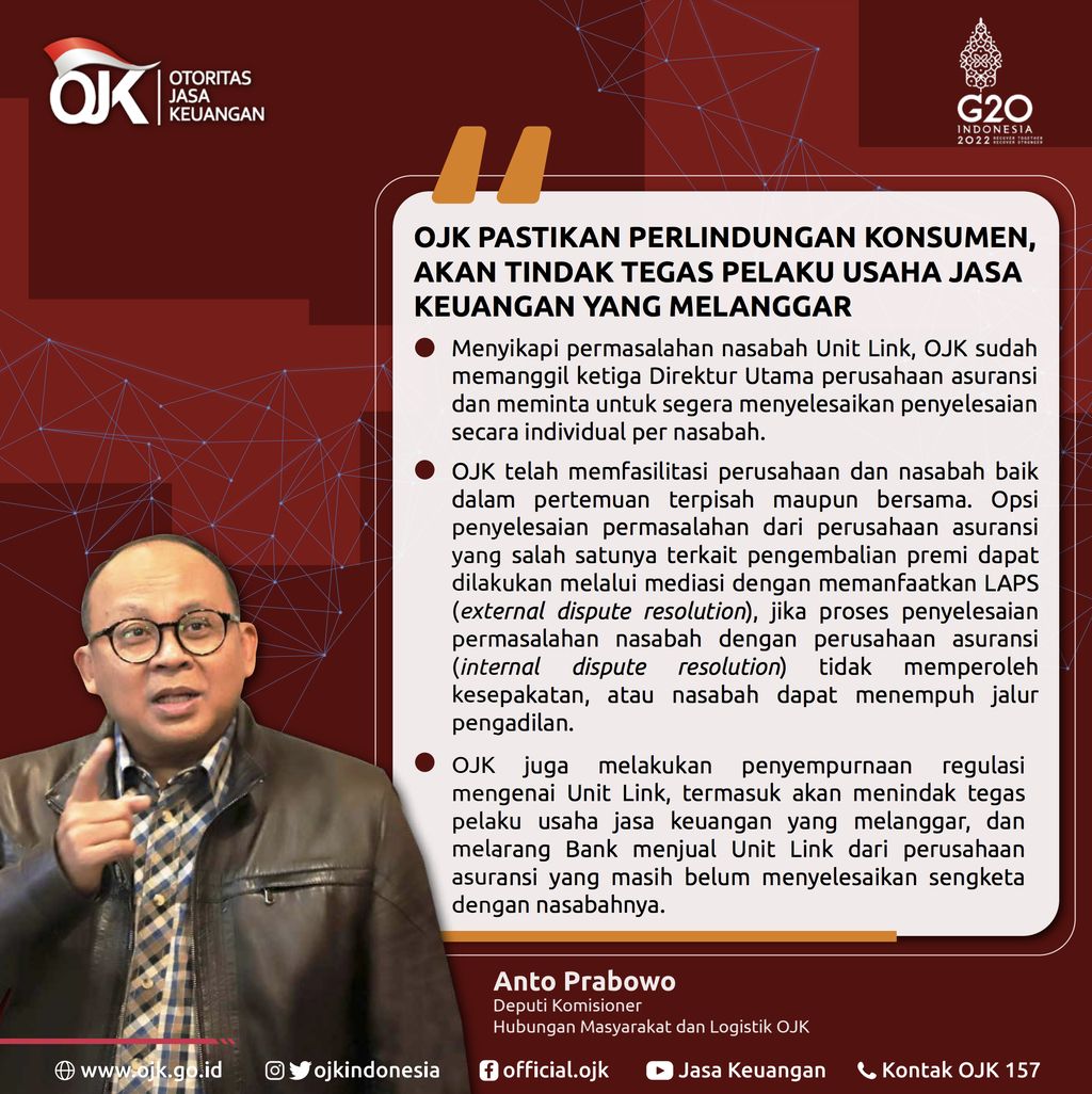 Anto Prabowo Deputi Komisioner Hubungan Masyarakat dan Logistik OJK (Tangkapan layar)