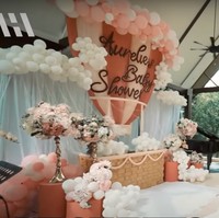 Seperti yang terlihat, ruangan untuk acara baby shower Aurel Hermansyah itu tampak didominasi warna merah muda. Perpaduan warna merah muda dan putih membuat  dekorasi terlihat elegan. Tak hanya itu saja, bunga dan balon-balon berwarna senada juga menambah kemewahan. Foto: YouTube/AH