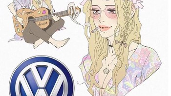 VW diibaratkan karakter yang penuh kebebasan ala sosok hippie. (Foto: instagram/sillvi_illustrations)