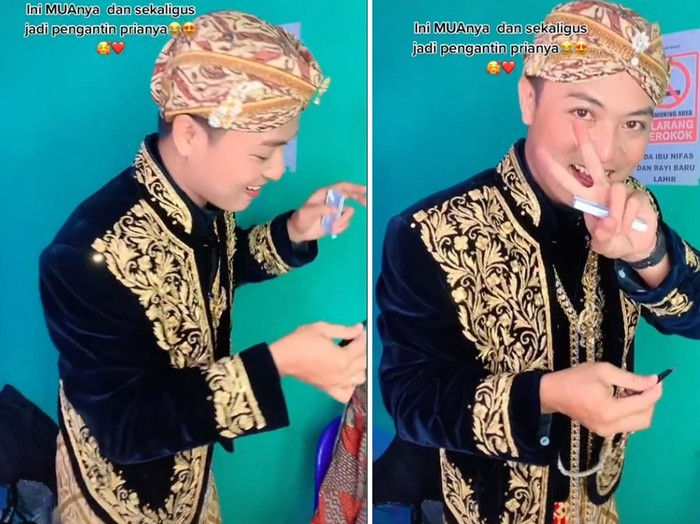 Kisah viral pria yang merias istrinya sendiri saat hari pernikahan.