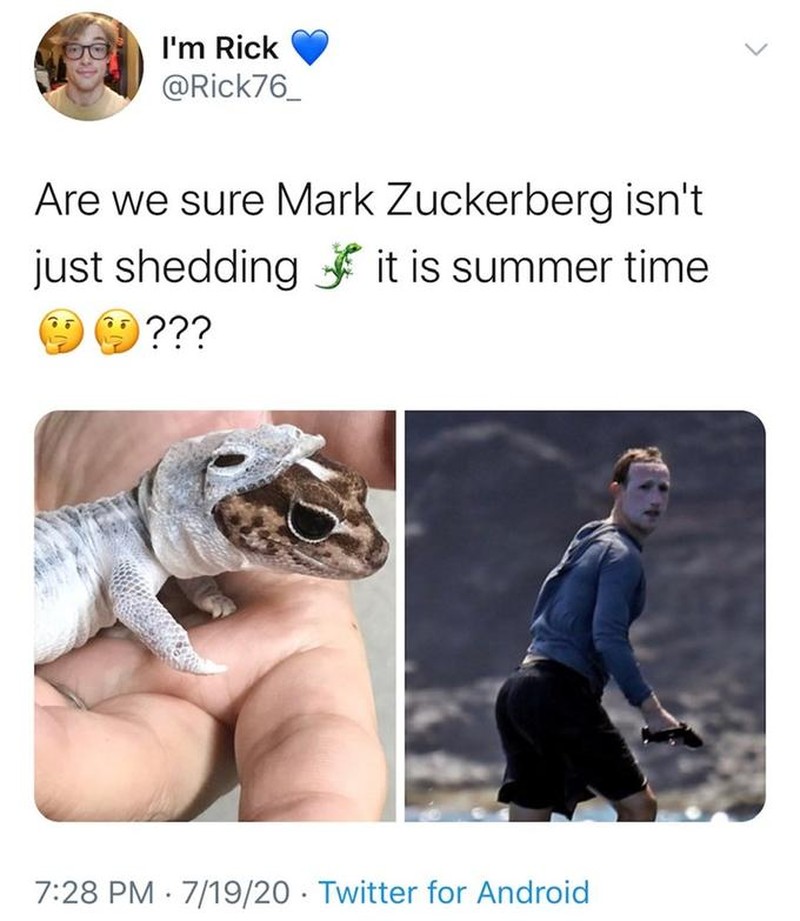 Mark Zuckerberg pakai sunscreen yang terlalu tebal.