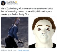 Mark Zuckerberg pakai sunscreen yang terlalu tebal.