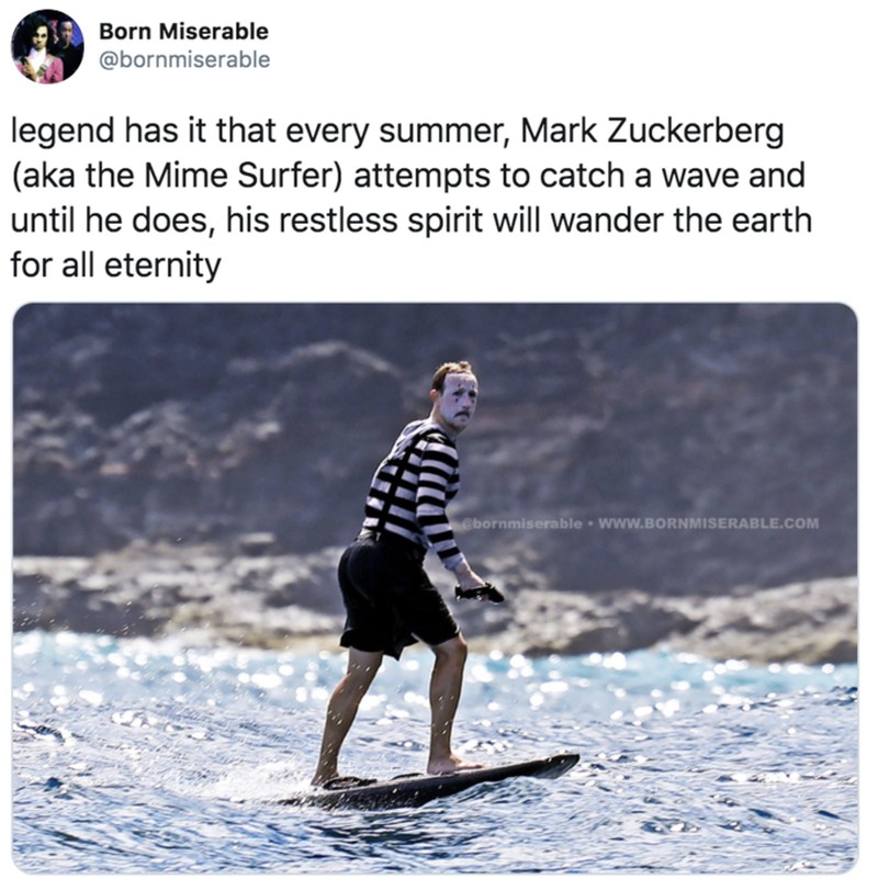 Mark Zuckerberg pakai sunscreen yang terlalu tebal.