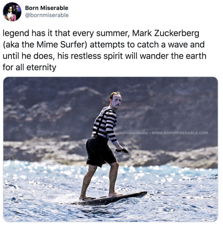 Mark Zuckerberg Pakai Sunscreen Mark Zuckerberg pakai sunscreen yang terlalu tebal.