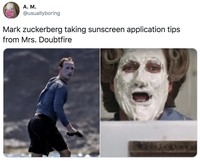 Mark Zuckerberg pakai sunscreen yang terlalu tebal.