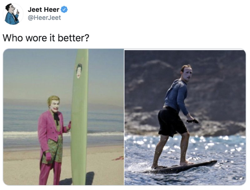 Mark Zuckerberg pakai sunscreen yang terlalu tebal.