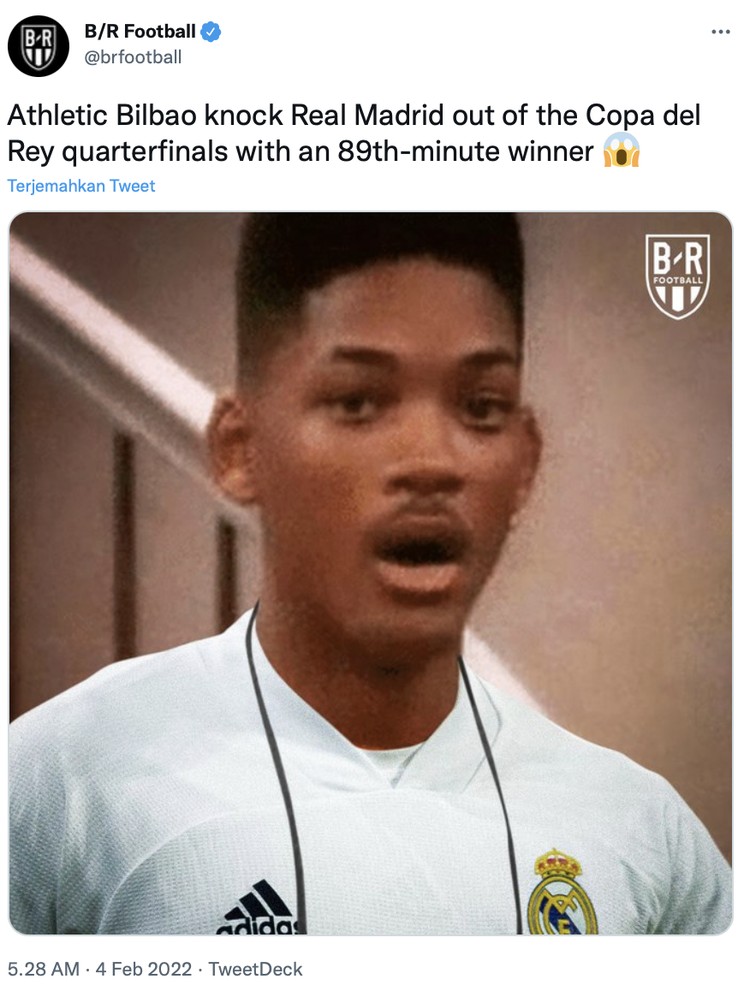 Meme saat Real Madrid dikalahkan Athletic Bilbao di babap perempatfinal Copa Del Rey.