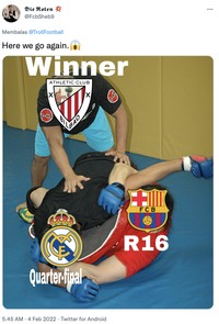 Meme saat Real Madrid dikalahkan Athletic Bilbao di babap perempatfinal Copa Del Rey.