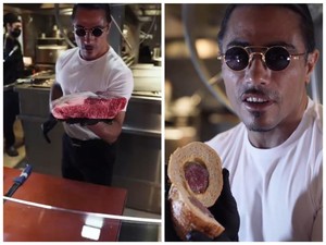 Pamer Menu Baru, Salt Bae Gunakan Sebongkah Daging untuk Isian Burger