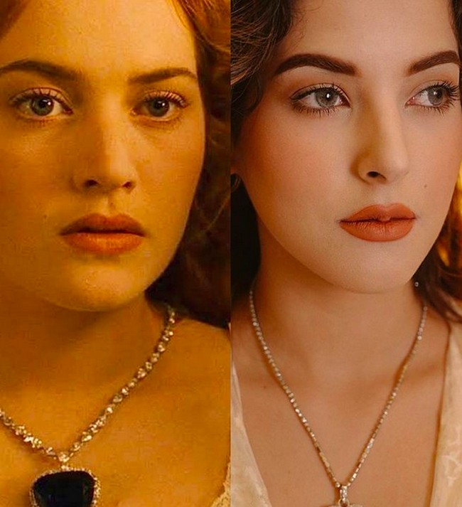 Di sebuah foto, Tasya menyandingkan wajahnya hasil makeup dengan penampilan Kate Winslet di Titanic. Kok bisa mirip, puji seorang netizen.  (Foto: Instagram/@tasyafarasya)