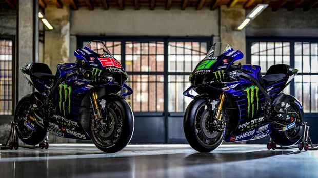 Motor balap Yamaha YZR-M1 di MotoGP 2022.