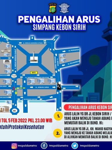 Pengalihan arus di Simpang Kebon Sirih