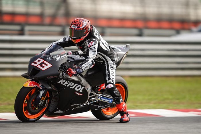 Marc Marquez saat di hari pertama tes MotoGP Sepang
