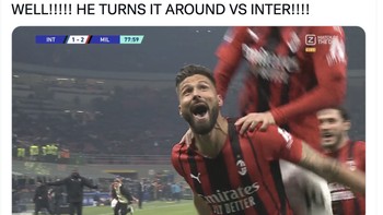 Perayaan gila-gilaan Oliver Giroud terekam dalam postingan ini. Foto: Twitter