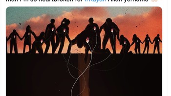 Ilustrasi mengharukan mengenai usaha mati-matian tim penyelamat untuk menemukan Rayan. Foto: Twitter