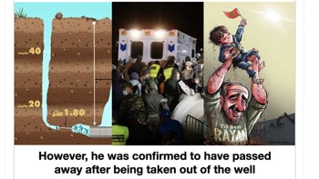 Ilustrasi yang mengabarkan bahwa Rayan berhasil ditemukan, namun dalam keadaan meninggal dunia. Foto: Twitter