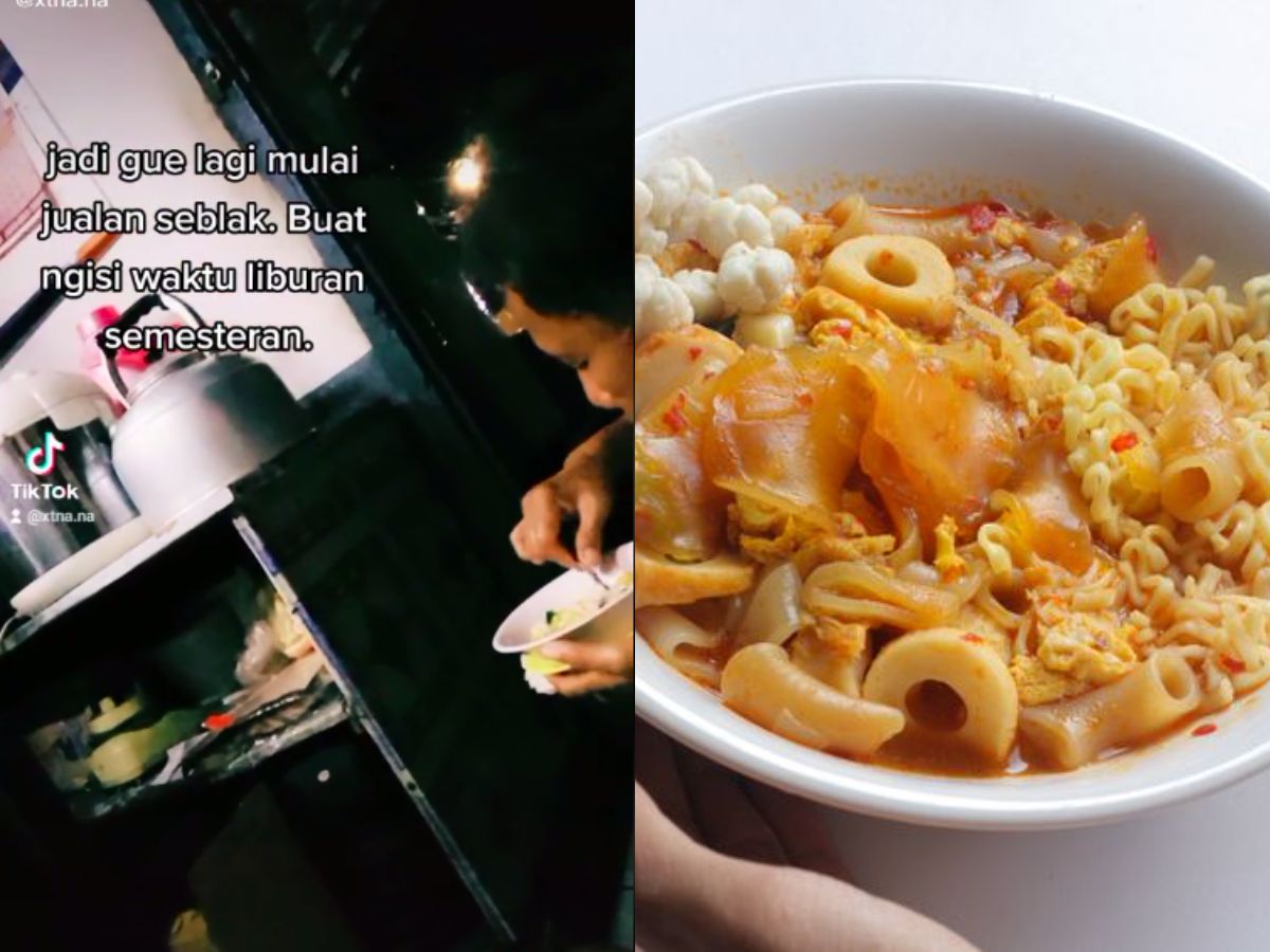 Ayah bantu beli seblak dagangan anaknya