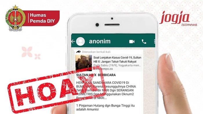 Beradar berita Sri Sultan HB X dikaitkan COVID sandiwara China dipastikan hoax.