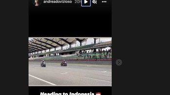 Sedangkan pebalap Andrea Doviziosi mengumumkan bahwa dia sedang menuju ke Indonesia. Foto: Instagram