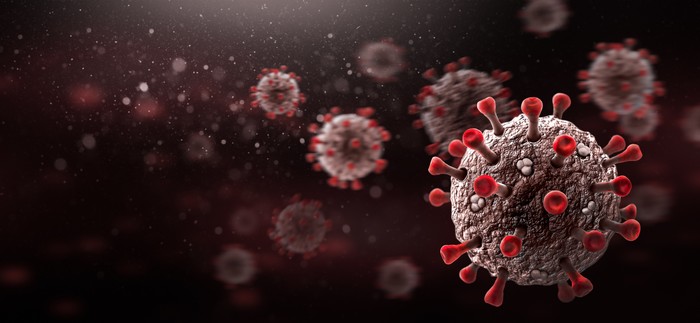 Corona Viruses against Dark Background