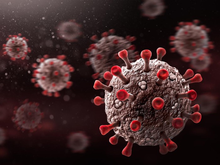 Corona Viruses against Dark Background