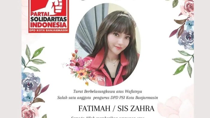 Fatima atau Sis Zahra, kader PSI yang tewas di samping AKP Novandi (Dok. Instagram PSI)