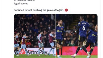 Dalam laga semalam, MU unggul segalanya dari Burnley, tapi lupa mencetak lebih banyak gol. Foto: Twitter
