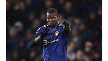 Paul Pogba di akun Twitter menulis bahwa hasilnya memang tidak seperti yang diharapkan, namun dia bahagia karena bisa menyumbangkan gol buat Manchester United. Foto: Twitter