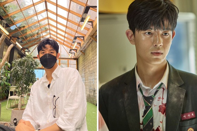 Lomon mencuri atensi sebagai pemeran Lee Soo Hyuk, siswa SMA yang populer dan atletis. Dalam keseharian, pemain drama Korea All of Us Are Dead itu terlihat kasual mengenakan kemeja oversized putih. Foto: dok Instagram lomon991111, dok Netflix
