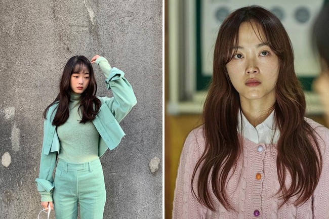 Lee Yoo Mi bikin penonton geram sebagai penyebar gosip yang berasal dari keluarga tajir. Berbeda dengan penampilannya sebagai Lee Na Yeon, dia terlihat manis saat memadukan baju senada serba tosca. Foto: dok Instagram leeyoum262, dok Netflix