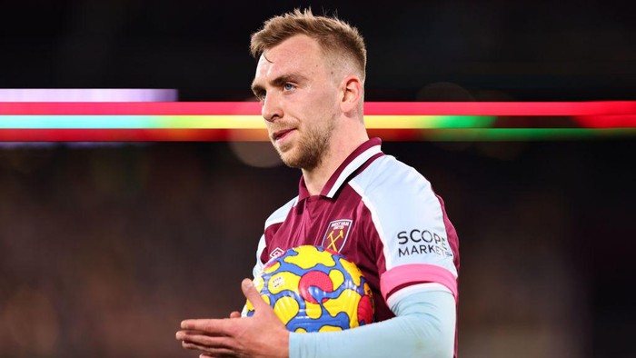 LONDON, ENGLAND - FEBRUARY 08:  Jarrod Bowen of West Ham United during the Premier League match between West Ham United and Watford at London Stadium on February 8, 2022 in London, United Kingdom. (Photo by Marc Atkins/Getty Images)